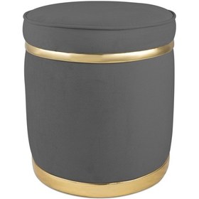 Resim Zerafet Gold Kaplama Luxery Puf- Gri Babyface Kumaş Pofuduk Oturma Pufu&makyaj Pufu&bench 
