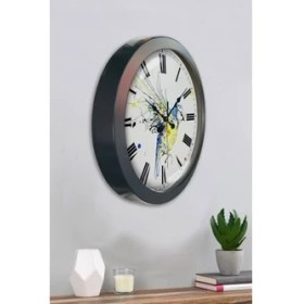Resim Bahat Salon Ofis Duvar Saati Gri Metal Çerçeve 36 cm 