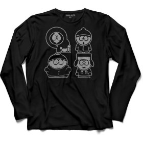 Resim Kendim Seçtim South Park Animasyon Korea Logo Uzun Kollu Tişört Baskılı Çocuk T-Shirt 