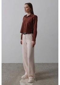 Resim Defymoda Kemerli Palazzo Pantolon - Pudra Pudra 