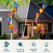Resim 1 adet güneş enerjili sıcak hava balonu rüzgar çanı ışığı - Bahçeler, avlular, partiler ve festivaller için renkli demir dış mekan dekorasyonu 