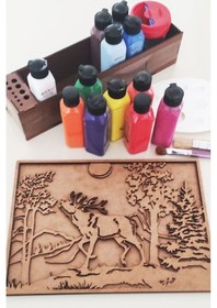 Resim Ahşap Çok Katmanlı Boyanabilir Tablo - Pano \ Geyik Figürlü 50 X 70 Ntpkp Gy 