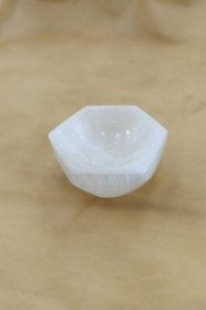 Resim Altıgen Enerji Çanağı Beyaz Selenit Küçük Kase 8cm 