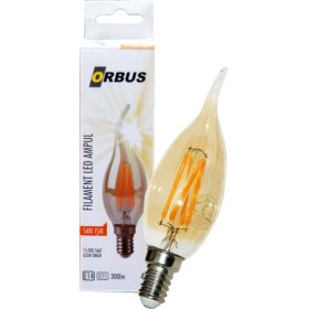 Resim Orbus Dekoratif Rustik Kıvrık Mum Ampul E14 Amber 4 W 