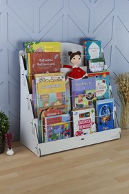 Resim Mingitav Lucky Montessori Ahşap Çocuk Odası 4 Raflı Kitaplık 