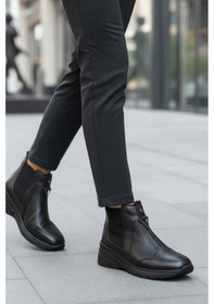 Resim Aspor Siyah Hakiki Deri İçi Polarlı Kadın Düz Bot Çok Renkli 