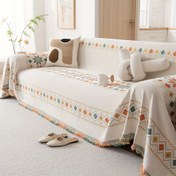 Resim 1 adet Bohem Tarzı Polyester Chenille Koltuk Kılıfı ile Canlı Geometrik Desenler - Evcil Hayvan Dostu, Kaymaz, Toz Geçirmez Tasarım L Şeklinde ve Tek Kişilik Koltuklar için, Makinede Yıkanabilir, Makinede Yıkanabilir Koltuk Kılıfı | Canlı Geometrik Desen | Dayanıklı Kumaş, Koltuk Dekoru 