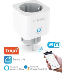 Resim Piranha 45525 Tuya Destekli Akım Korumalı 2.4GHz Kablosuz Akıllı Wi-Fi Priz 