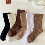 Resim 10 adet Unisex Japon-Kore Stili Orta-Bilek Çorapları - Düz Renkli Ribbed Cuff, Nefes Alabilir & Nem Çekmez, Casual & Spor Giyim İçin Çok Yönlü, Siyah, Kahverengi, Bej, Beyaz, Deniz Mavisi, Casual Çoraplar | Minimalist Çorap Tasarımı | Nefes Alabilir Çoraplar, Sevimli Çoraplar 