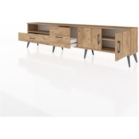 Resim Arges Tv Ünitesi 2 Raflı 2 Çekmeceli 2 Kapaklı 220x30x51 Çam-çam Atlas Çam/atlas Çam - Atlas Çam 