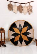 Resim Ottoman Pouffe İskandinav El Yapımı Hakiki Kuzu Derisi Bohem Bahçe Balkon Bungalov Puf Minder 60x30cm(DOLGUSUZ) 