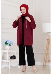 Resim Sevitli Kapüşonlu Önü Patlı Kap-bordo-5165 Bordo 