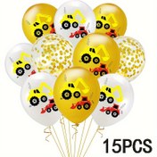 Resim 15 Adet İnşaat Araçları Temalı Lateks Balon Ekskavatör Balonu Doğum Günü Partisi Süslemeleri ve Mezuniyet Parti Dekorasyon Malzemeleri 