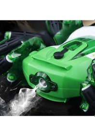 Resim Uzaktan Kumandalı Şarjlı Buharlı Akrobat Araba 360 Derece Dönen Işıklı Müzikli 4x4 Drift Yeşil 