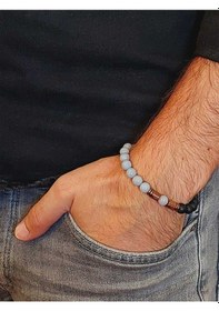 Resim Angelit & Oniks Taşı 8mm Unisex Tasarım Bileklik Hawaii Model 39 Çok Renkli 