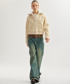 Resim Koton Fermuarlı Yaka Detaylı Peluş Ceket Ekru 5sal20034ıw Ekru 