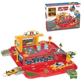 Resim Tek Katlı Araç Otopark Oyun Garaj Seti 