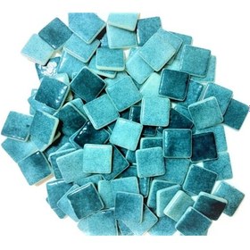 Resim 25x25x4 MM Turkuaz Renk Filesiz Cam Mozaik 300 Adet 