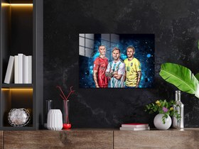 Resim Cristiano Ronaldo Messi Neymar Metal Poster 1384 - 60x80 (Mega) / 4 Parça 