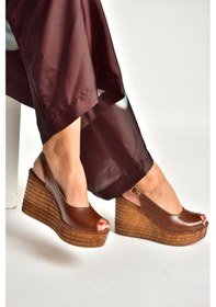 Resim Fox Shoes Y996553560 Taba Rustik Dolgu Topuklu Kadın Ayakkabı Taba 