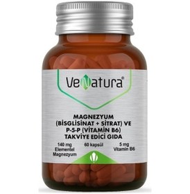 Resim Venatura Magnezyum Bisglisinat + Sitrat Ve P-5-p Vitamin B6 Kapsül 60 Lı 