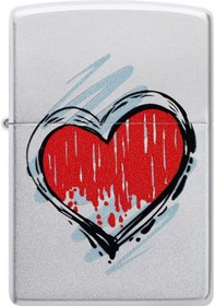 Resim Zippo Heart Dizayn Çakmak Gri 