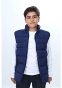 Resim Toontoy Erkek Çocuk Su İtici Dik Yaka Fermuarlı Cepli Şişme Yelek Lacivert 