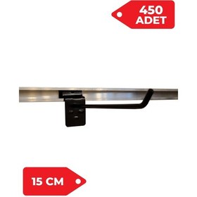 Resim 15 Cm 450 Adet Siyah Renk Kanallı Pano Kancası Raf Askısı Siyah 