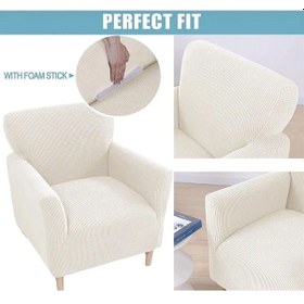 Resim Upmall Streç Yikanabilir Kare Desen 1kişilik Koltuk Örtüsü Kahve 