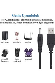 Resim 1 Metre Usb To 3.5mm 1.35mm Plug Tip Connector Notebook Tablet Pc 5v Dc Power Cord Cable Erkek Dc Güç Adaptör Kablosu 1mt Dc Kablo 001 
