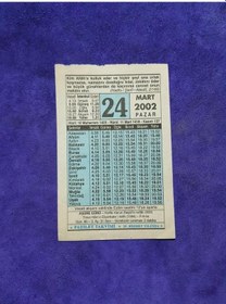 Resim 24 Mart 2002 Takvim Yaprağı - Nostalji Koleksiyonluk Takvim Yaprağı A 