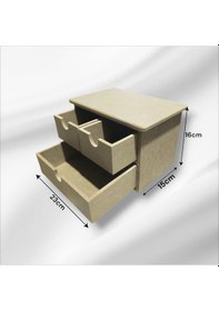 Resim Ahşap Boyanabilir 3 Çekmeceli Takı-aksesuar Organizer Kutu 