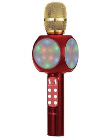 Resim pazariz Led Işıklı Karaoke Mikrofon Dahili Hoparlörlü Usb Flash Destekli Ws-1816 Kırmızı 