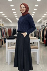 Resim Tesettür Diyarı Cozy Dokulu Tesettür Kazak- Lacivert Standart (36-38-40 Uyumlu) 