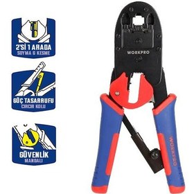 Resim Workpro Wp292001 Rj45/rj11/rj12/rj22 Profesyonel Konnektör Sıkma Pensesi 