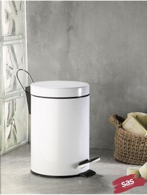 Resim Sas Haus Banyo Tuvalet Balkon Mutfak, Beyaz Renkli Pedallı Metal Çöp Kovası 3 Litre 