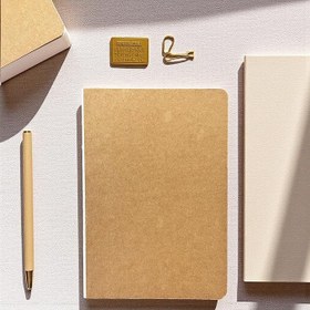 Resim Fark Tanıtım Özel Tasarım Kraft Kapaklı A5 Noktalı Not Defter - 180 Derece Açılabilir, Sırtı Dikişli,%100 El İşçiliği, Ofis İçin İdeal, Planlayıcı (Noktalı) 