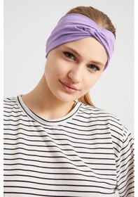 Resim Butik Çapraz Bağlamalı Kadın Bandana Saç Bandı, Kaymaz Yumuşak Esnek%100 Pamuklu Penye - Tek Ebat / Eflatun Açık Mor Eflatun Açık Mor 