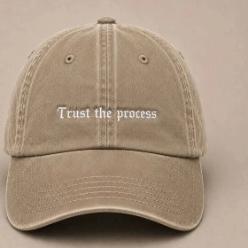 Resim "trust The Process" (Sürece Güven) Motivasyon Işlemeli Vintage Yıkamalı Beyzbol Şapkası 