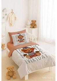 Resim Dijital Baskılı 3d Pamuklu Yenidoğan Bebek Nevresim Takımı Love Me Everyday Çok Renkli 