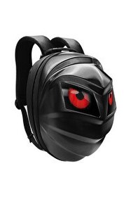 Resim Zampago Sert Kasa USB Şarj Girişli Karbon Fiber LED Gözlü Akıllı Motosiklet Sırt Çantası 