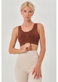 Resim Rosella Model Kalın Askılı Extra Sıkılaştırıcı Pedsiz Spor Sütyeni Kahve Renk101 Kahve 