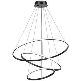 Resim 3 Halkalı Led Sarkıt Lamba, Avize, Ayarlanabilir, Dim Edilebilir, 52w Modern Tasarım, 20,40,60 Cm Siyah 