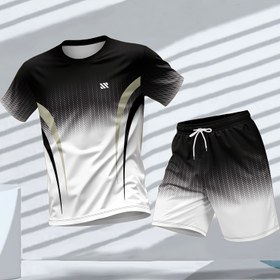 Resim Erkekler İçin Spor Yuvarlak Yaka Kısa Kollu Üst ve Şort Takımı, 3D Baskılı Yazlık Günlük Kıyafet 
