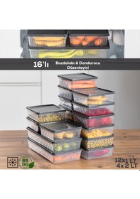 Resim Porsima 16lı Nofrost Buzdolabı Saklama Kabı Organizer Antrasit 
