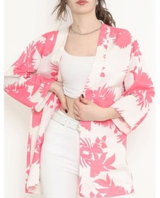 Resim Desenli Kimono Fuşya - 17725.1247. Çok Renkli 