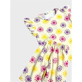 Resim Aliş Kids Kız Çocuk Pamuklu Sarı Güneş Desenli Kolları Fırfırlı Şortlu Yazlık Pijama Takımı 