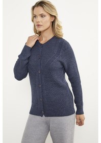 Resim Petek Örgü Düğmeli Triko Hırka - Lacivert 001 