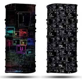 Resim Periyodik Tablo - Never Give Up Desenli 2'li Set Boyunluk Bandana Outdoor Balaklava Yüz Maskesi Kafa Bandı 