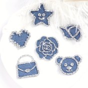 Resim 6 parça set/2 parça seri yapışkanlı arka yama, beş köşeli yıldız kalp çanta yaması, taşlı sıcak eriyik kumaş yama, kıyafet, ayakkabı ve şapka DIY dekorasyonu için uygun, düğün ve tatil hediye süslemesi 